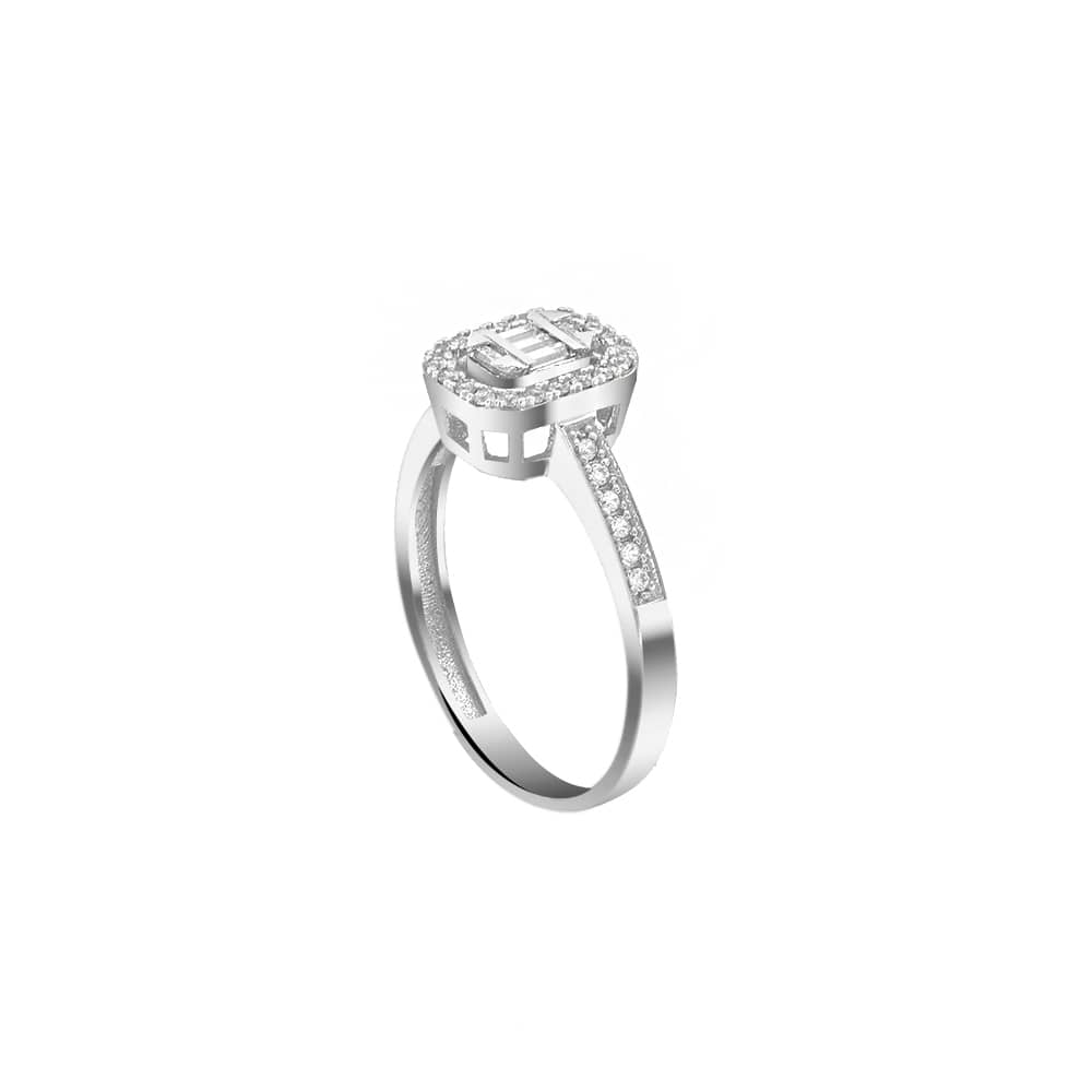λευκόχρυσο μονόπετρο δαχτυλίδι λευκά ζιργκόν D11201016