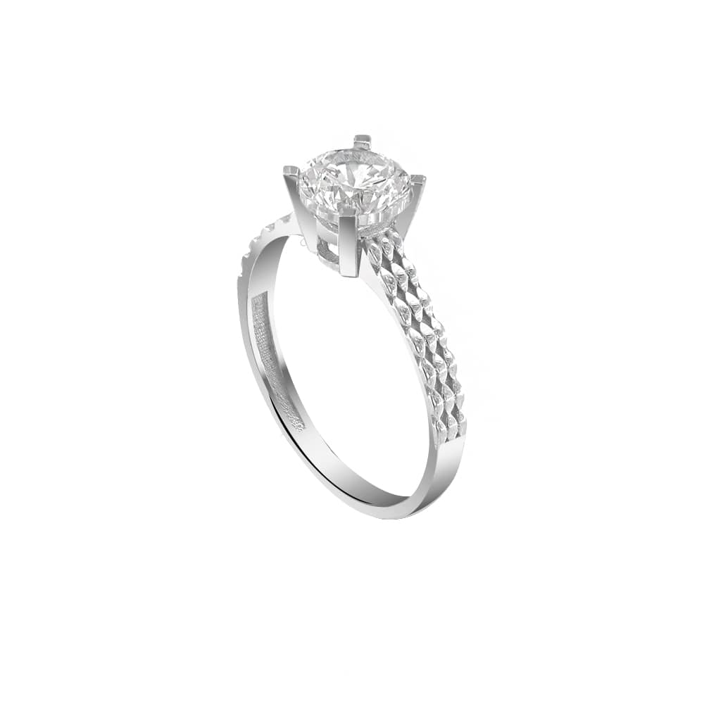 λευκόχρυσο μονόπετρο δαχτυλίδι ζιργκόν D11200984