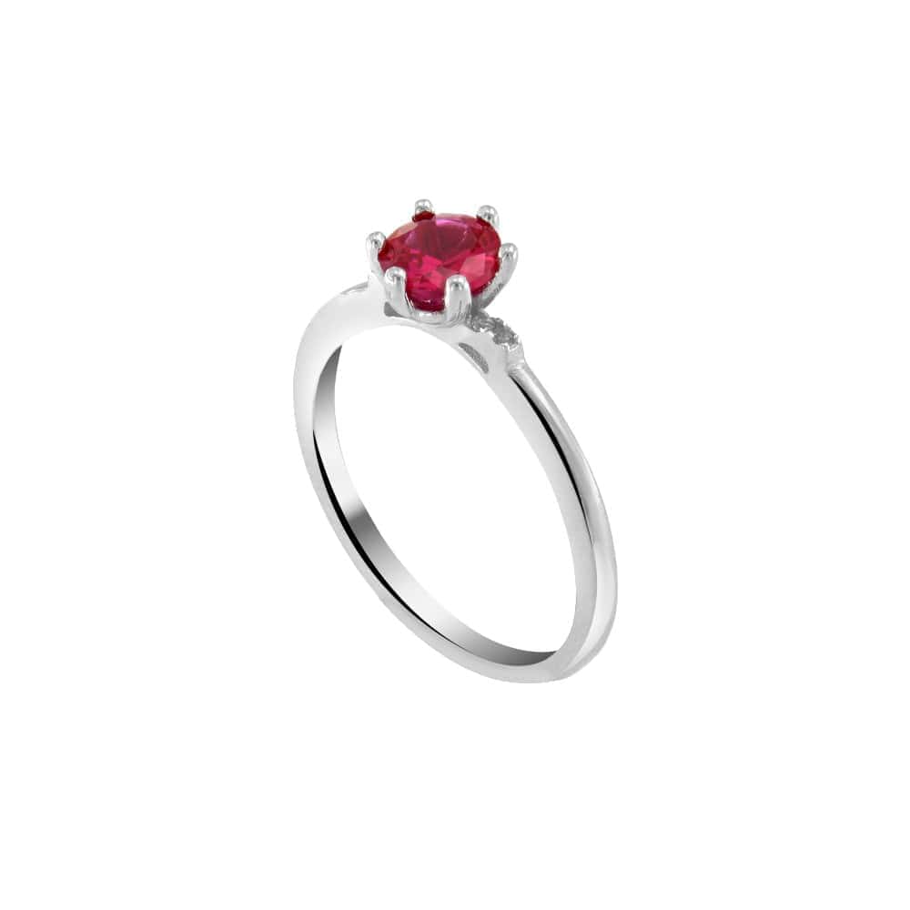 μονόπετρο ασημένιο δαχτυλίδι κόκκινο ζιργκόν D21200143