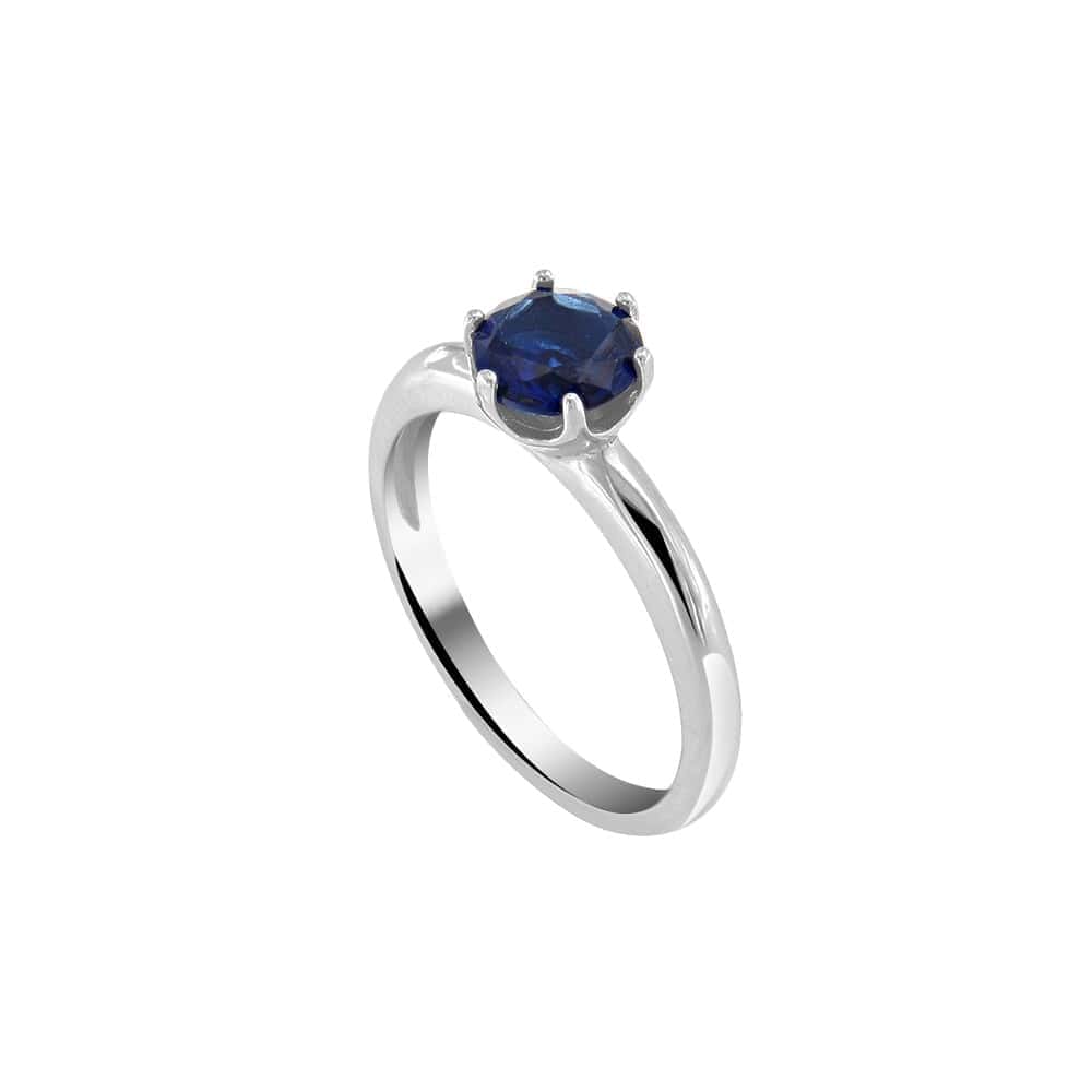 μονόπετρο ασημένιο δαχτυλίδι μπλε ζιργκόν D21200157