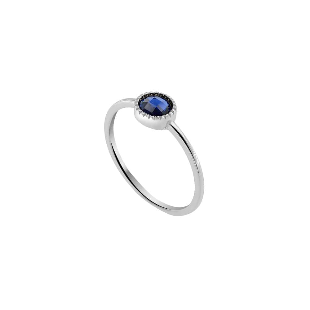 μονόπετρο ασημένιο δαχτυλίδι μπλε ζιργκόν D21200175