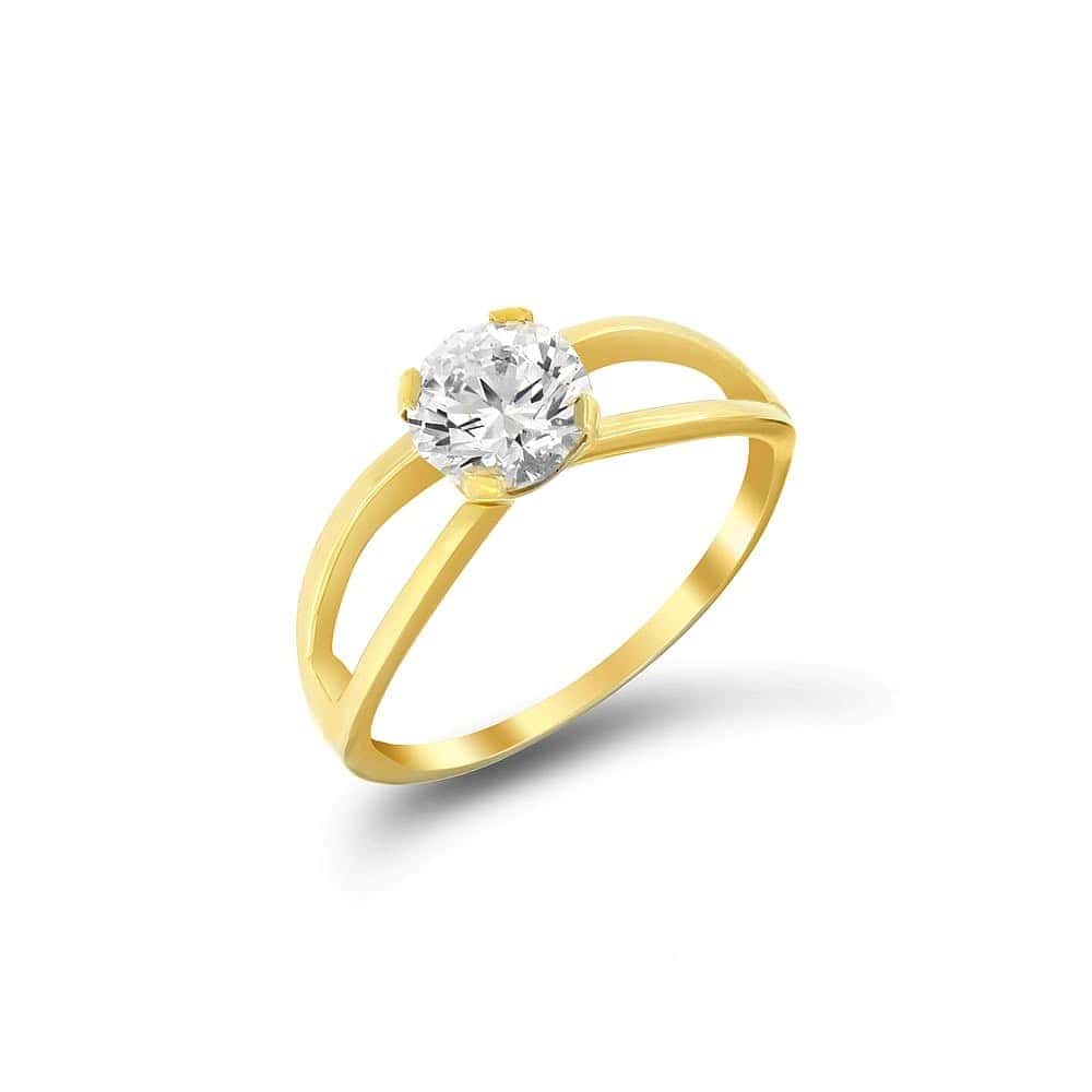 Μονόπετρο δαχτυλίδι κίτρινο χρυσό ζιργκόν D11100306