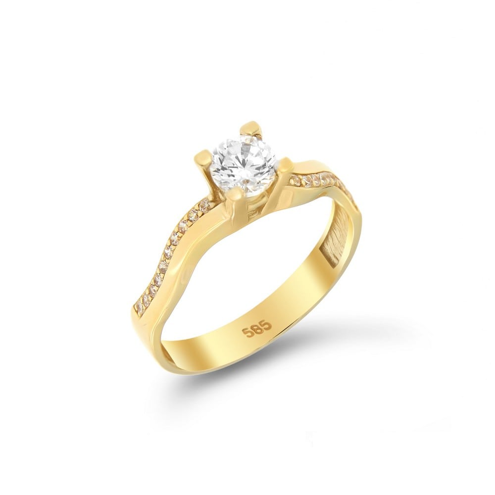 Μονόπετρο δαχτυλίδι κίτρινο χρυσό ζιργκόν D11100336