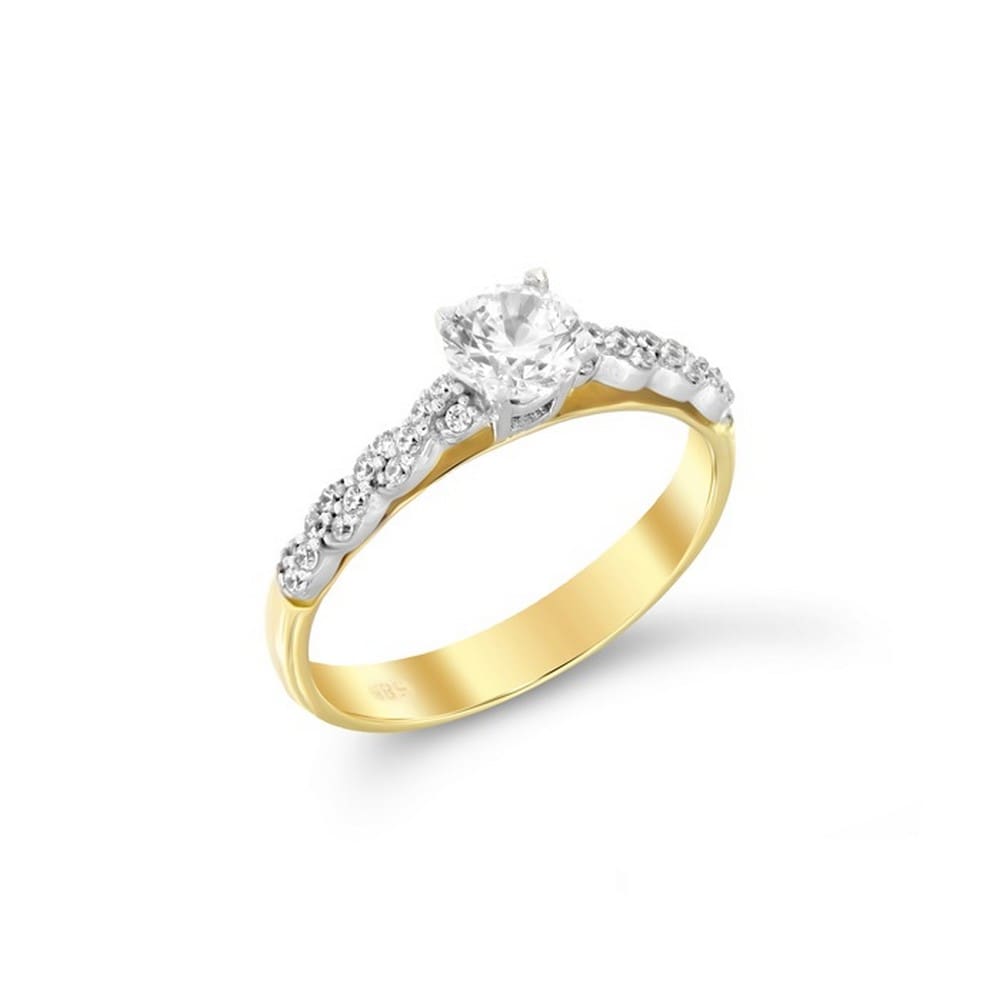 Μονόπετρο δαχτυλίδι κίτρινο χρυσό ζιργκόν D11400248