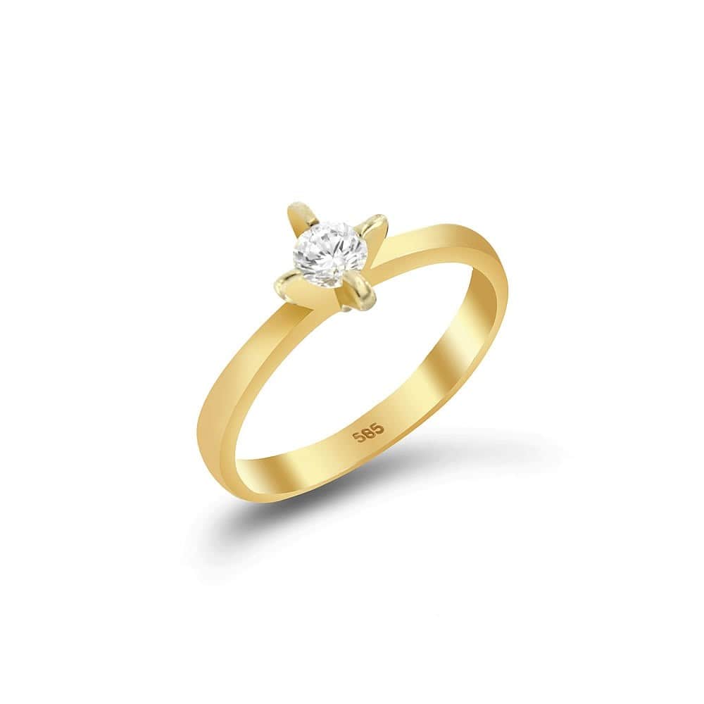 Μονόπετρο κίτρινο χρυσό δαχτυλίδι ζιργκόν D11100340