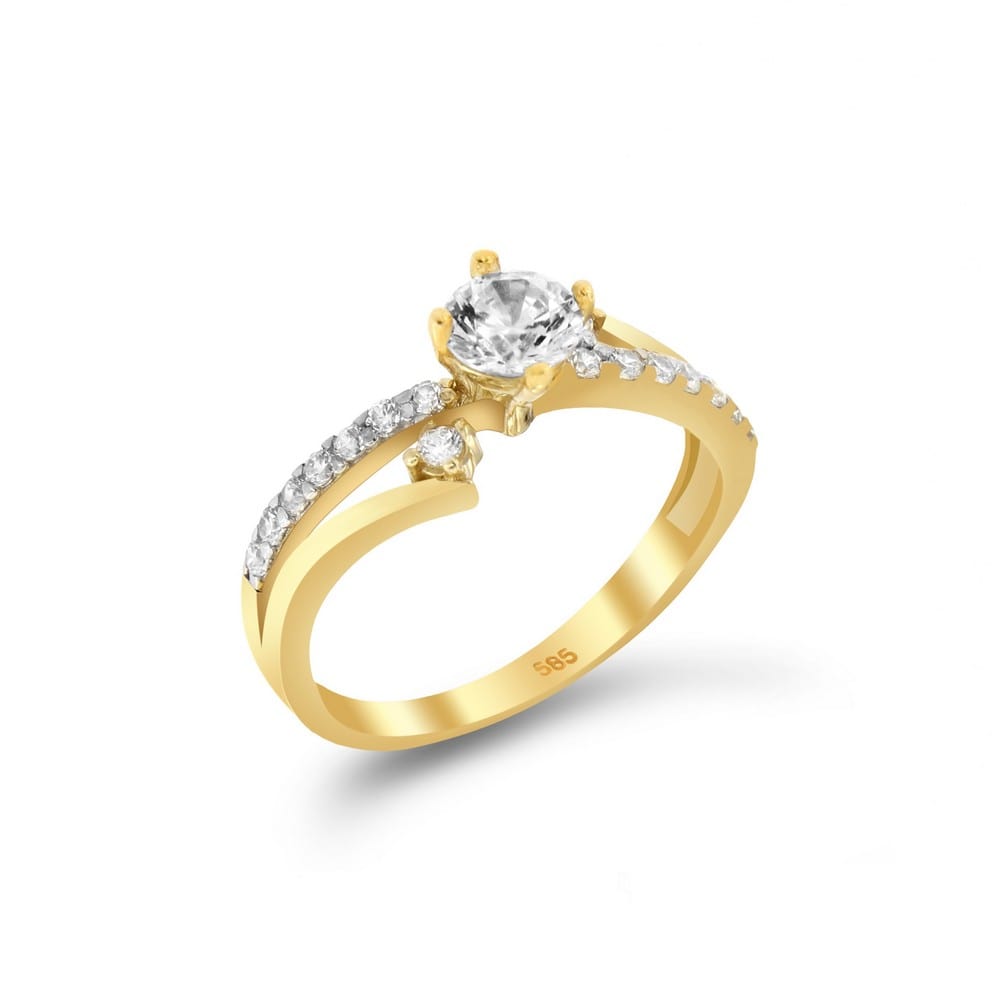 Μονόπετρο κίτρινο χρυσο δαχτυλίδι ζιργκόν D11100623