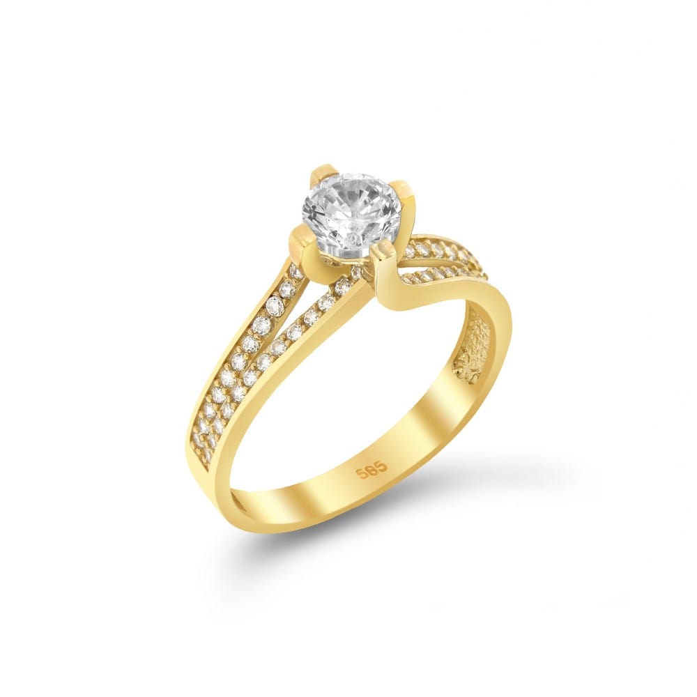Μονόπετρο κίτρινο χρυσό δαχτυλίδι ζιργκόν D11100752