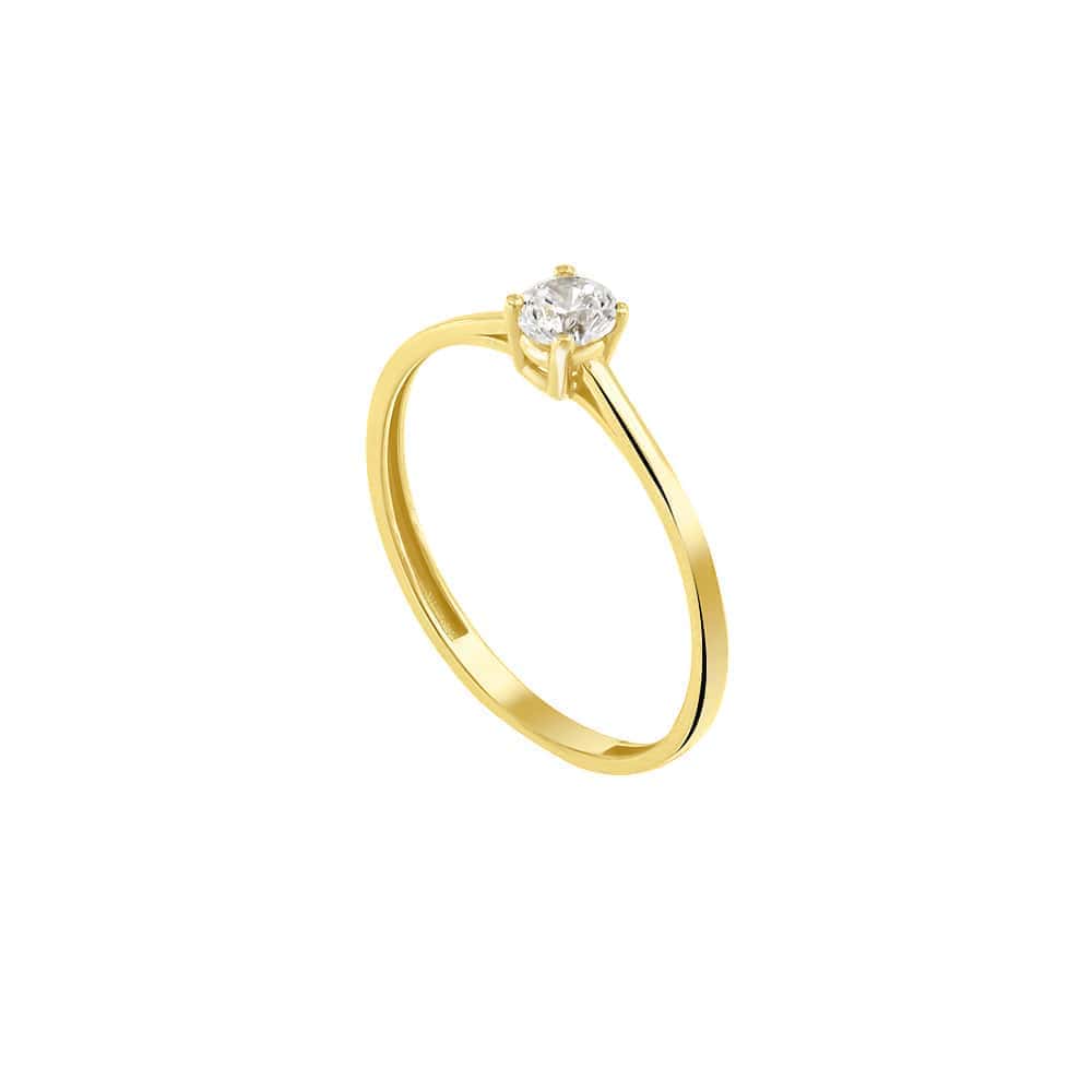 μονόπετρο κίτρινο χρυσό δαχτυλίδι ζιργκόν D11100915
