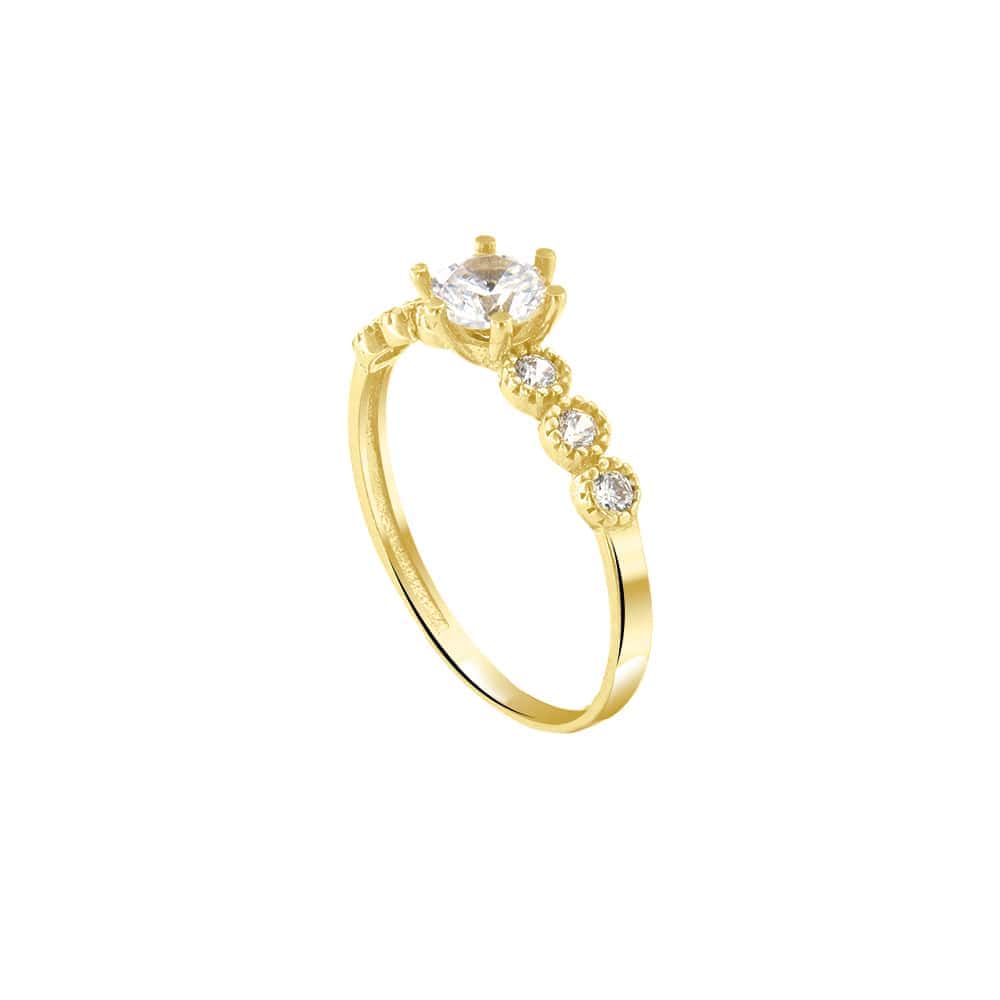 μονόπετρο κίτρινο χρυσό δαχτυλίδι ζιργκόν D11100943