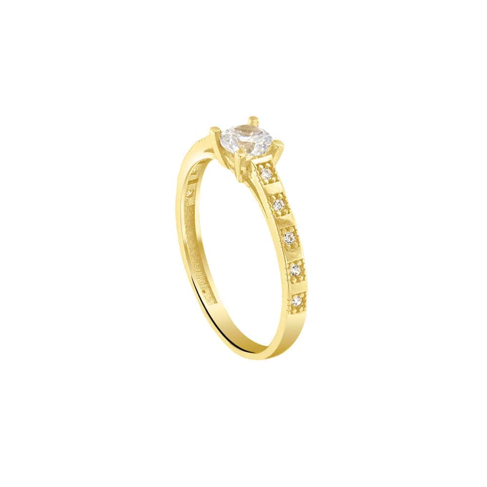 μονόπετρο κίτρινο χρυσό δαχτυλίδι ζιργκόν D11100946