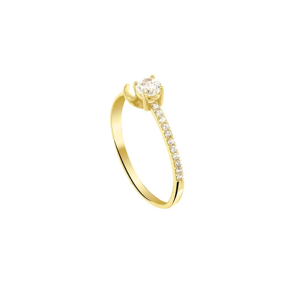 μονόπετρο κίτρινο χρυσό δαχτυλίδι ζιργκόν D11100964