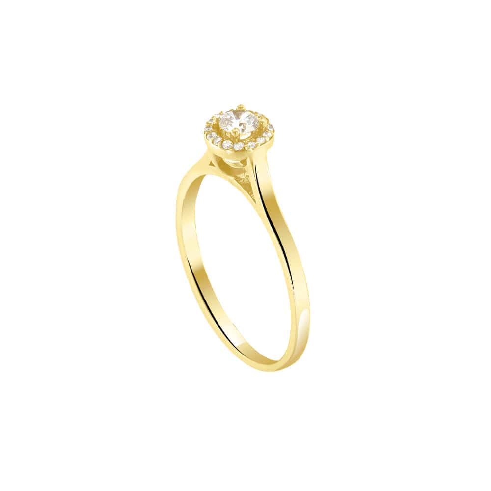 μονόπετρο κίτρινο χρυσό δαχτυλίδι ζιργκόν D11100973