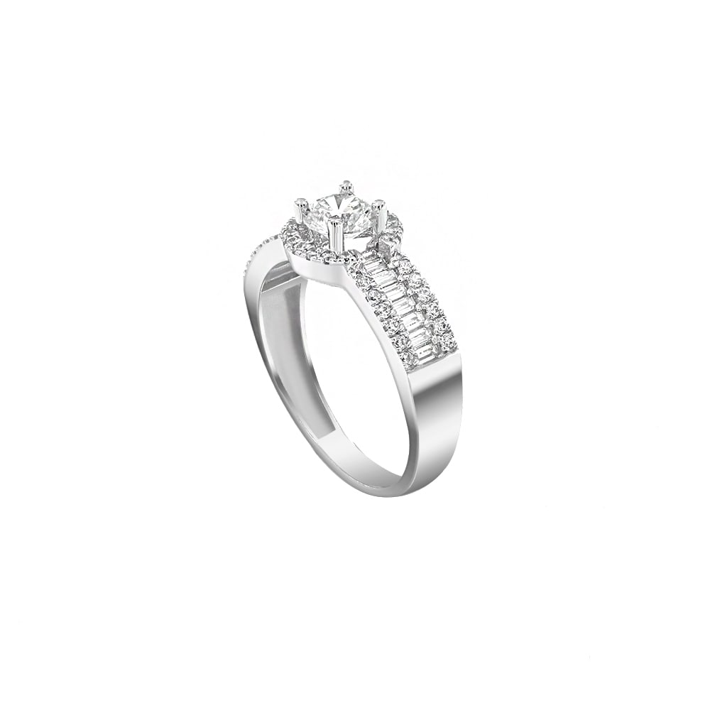 μονόπετρο λευκόχρυσο δαχτυλίδι λευκά ζιργκόν D11201011