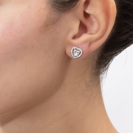 ασημένια γυναικεία καρφωτά σκουλαρίκια καρδιά SK21200333(c)