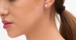 ασημένια καρφωτά γυναικεία σκουλαρίκια πέρλα SK21200179(a) 