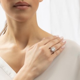 ασημένιο δαχτυλίδι ροζέτα λευκά ζιργκόν D21200196(a)
