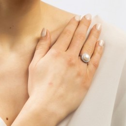 ασημένιο γυναικείο δαχτυλίδι μαργαριτάρι D21200125(b)