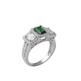 ασημένιο γυναικείο δαχτυλίδι πράσινο ζιργκόν D21200049