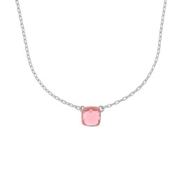 ασημένιο γυναικείο κολιέ ροζ ζιργκόν KL21200214