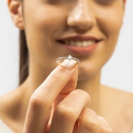 ασημένιο μονόπετρο δαχτυλίδι λευκό ζιργκόν D21200170(b)