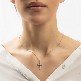 ασημένιος γυναικείος σταυρός λευκά ζιργκόν ST21200005(a)