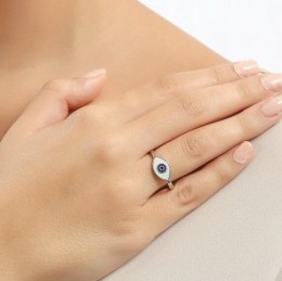 δαχτυλίδι ασημένιο γυναικείο μπλε μάτι D21200033(b)
