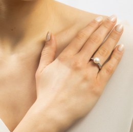 δαχτυλίδι γυναικείο ασημένιο μαργαριτάρι D21200151(b)