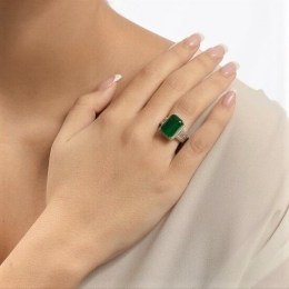 δαχτυλίδι γυναικείο ασημένιο πράσινη πέτρα D21200242(b)