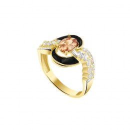 δαχτυλίδι γυναικείο κίτρινο χρυσό καφέ ζιργκόν D11100896
