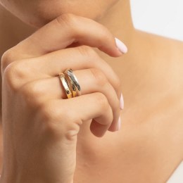 δαχτυλίδι γυναικείο κίτρινο χρυσό τριπλό D11400885(b)