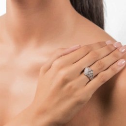 Δαχτυλίδι γυναικείο λευκόχρυσο ζιργκόν D11200464(b)