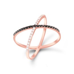 δαχτυλίδι γυναικείο ροζ χρυσό χιαστί ζιργκόν D11300503
