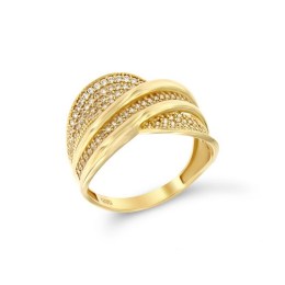 δαχτυλίδι κίτρινο χρυσό γυναικείo λευκά ζιργκόν D11100535