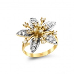 Δαχτυλίδι κίτρινο χρυσό λουλούδι ζιργκόν D11100658