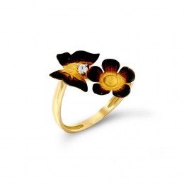 Δαχτυλίδι κίτρινο χρυσό πεταλούδα λουλούδι D11100332
