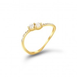 Δαχτυλίδι κίτρινο χρυσό μισόβερο ζιργκόν D11100661
