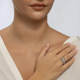 δαχτυλίδι λευκόχρυσο γυναικείο καρδιές D11200469(a)