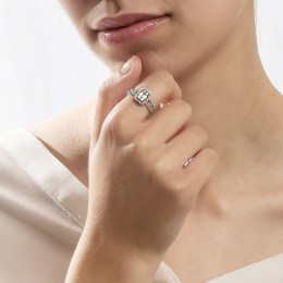 δαχτυλίδι λευκόχρυσο γυναικείο λευκά ζιργκόν D11201015(b)