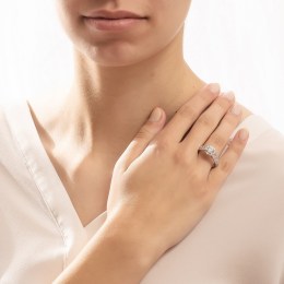 δαχτυλίδι λευκόχρυσο γυναικείο λευκά ζιργκόν D11201033(a)