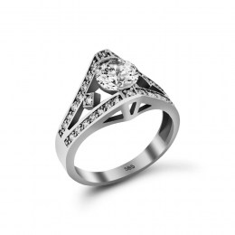 Δαχτυλίδι λευκόχρυσο γυναικείο ζιργκόν D11200743