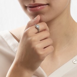 δαχτυλίδι λευκόχρυσο μονόπετρο λευκά ζιργκόν D11201005(b)
