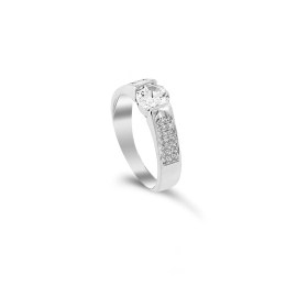 δαχτυλίδι μονόπετρο ασημένιο λευκά ζιργκόν D21200093