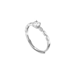 δαχτυλίδι μονόπετρο ασημένιο λευκά ζιργκόν D21200141