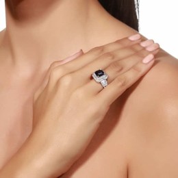 δαχτυλίδι μονόπετρο ασημένιο μπλε ζιργκόν D21200061(b)
