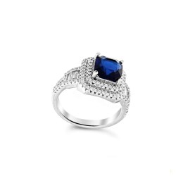 δαχτυλίδι μονόπετρο ασημένιο μπλε ζιργκόν D21200061