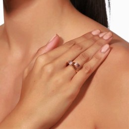 Δαχτυλίδι ροζ χρυσό γυναικείο ζιργκόν D11300729(b)