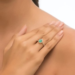 δαχτυλίδι ροζέτα κίτρινο χρυσό πράσινο ζιργκόν D11100853(b)