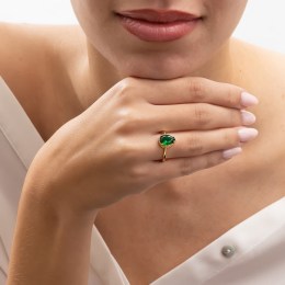 επίχρυσο ασημένιο δαχτυλίδι πράσινο ζιργκόν D21100128(a)
