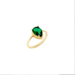 επίχρυσο ασημένιο δαχτυλίδι πράσινο ζιργκόν D21100128(b)