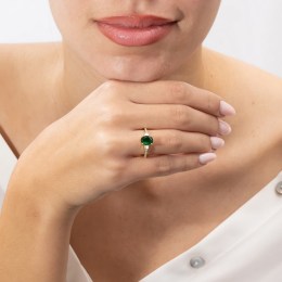 επίχρυσο ασημένιο δαχτυλίδι πράσινο ζιργκόν D21100133(a)